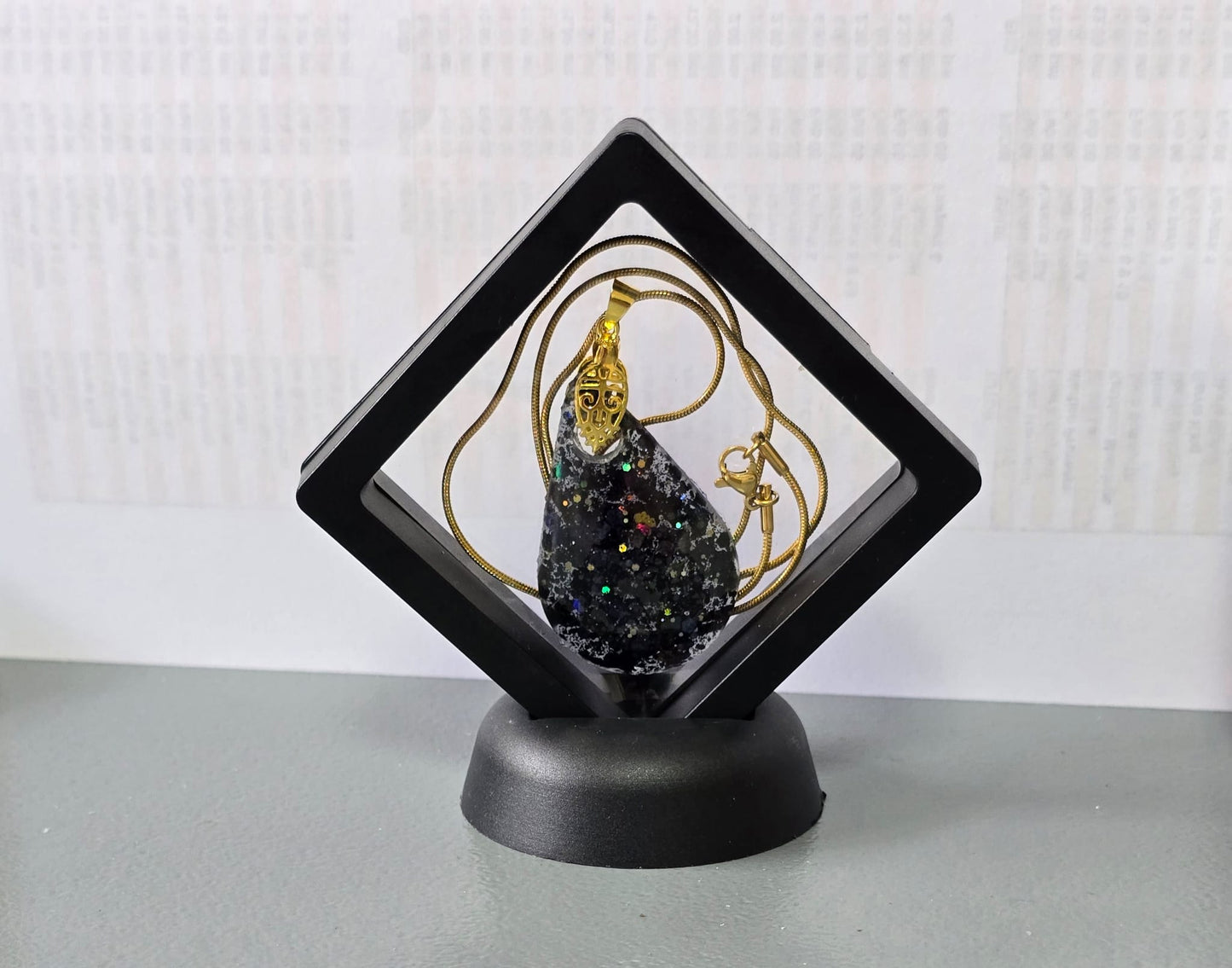 Pendant Black Sparkle teardrop