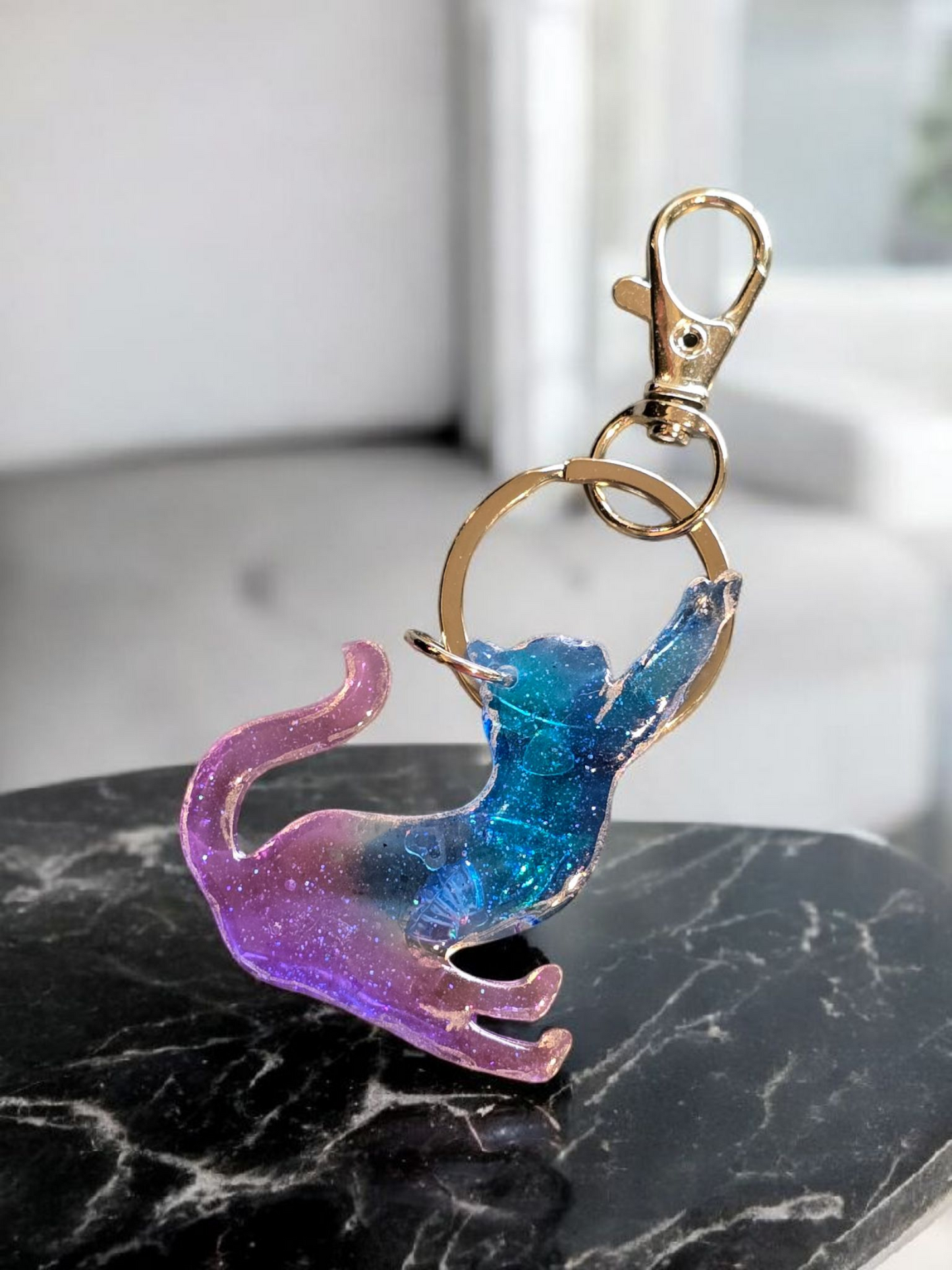 Keycharm Cat pink and blue