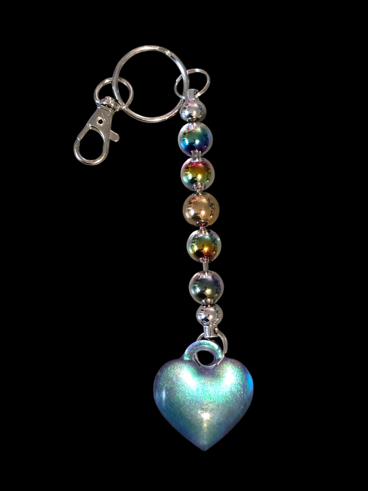 Keycharm beaded with puffy heart
