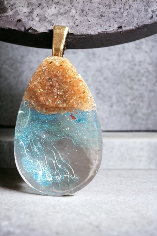 Pendant Ocean light blue with real sea sand range 1