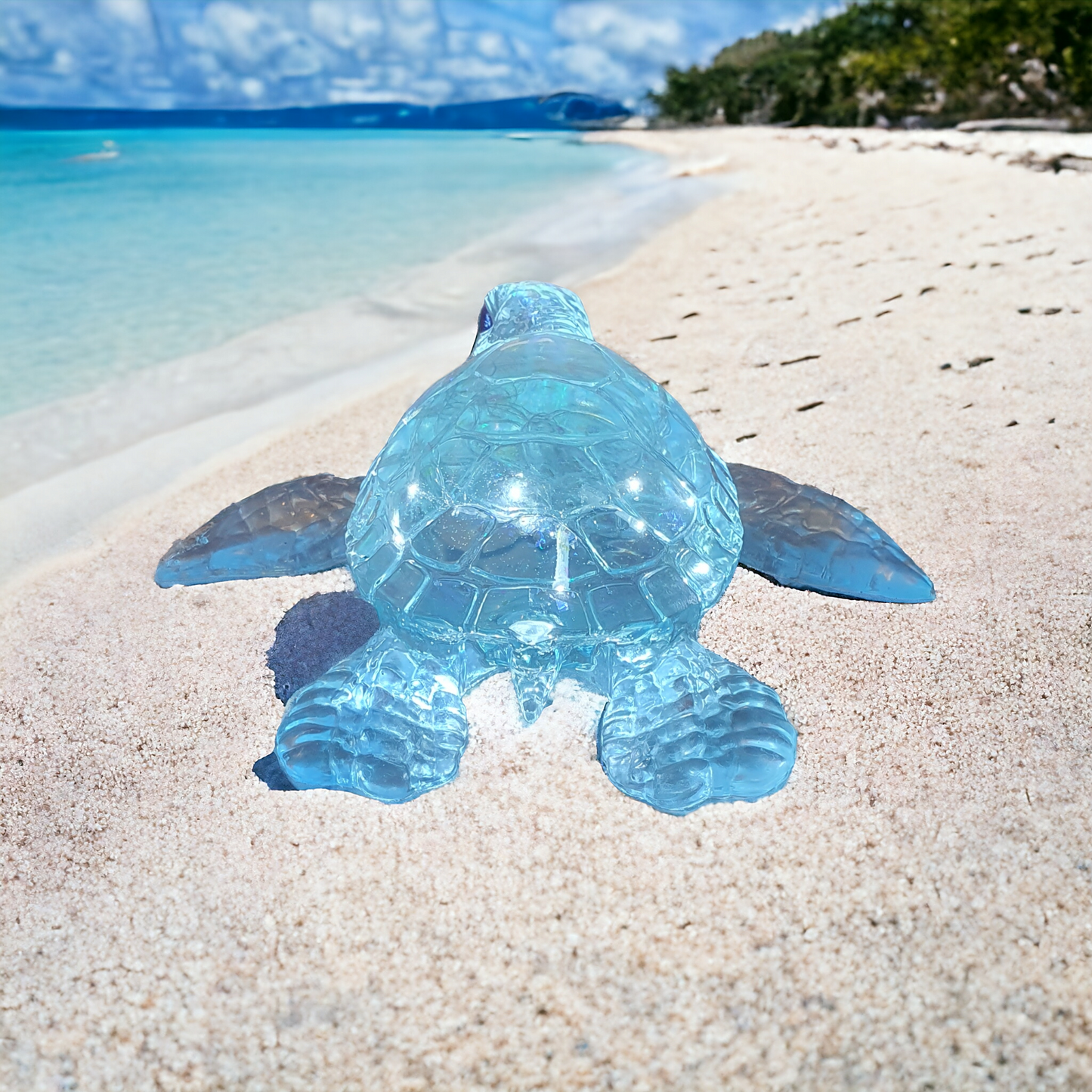 Turtle HUGH with lights blue light 30 x 31cm