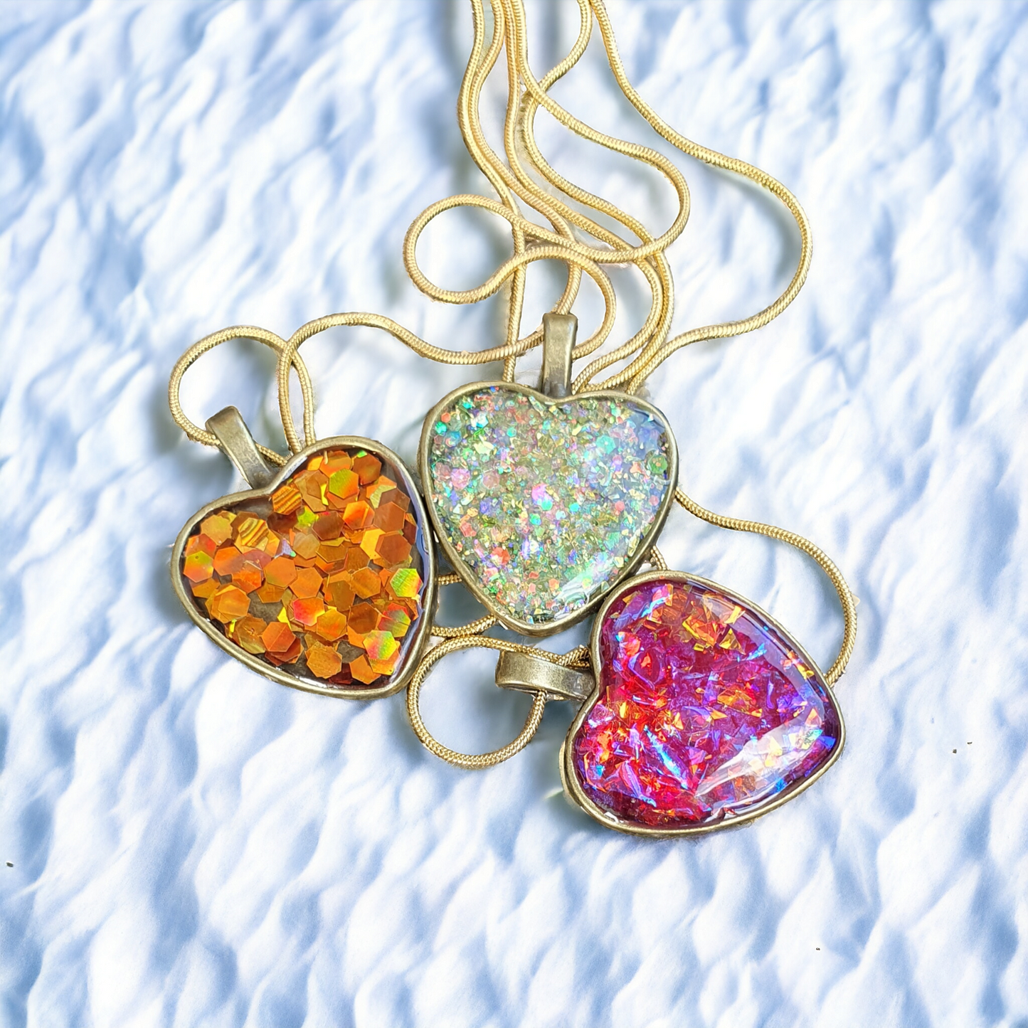 Pendant heart shaped copper, green, hint of pink