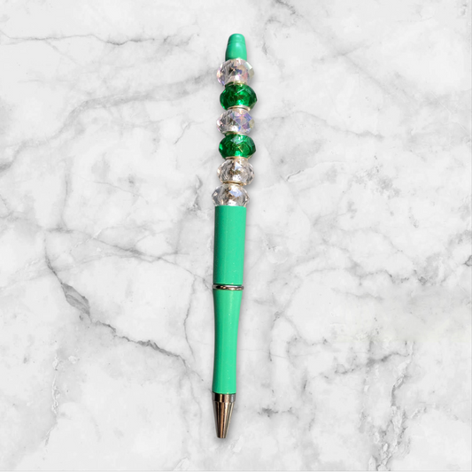 Beaded pen mint green