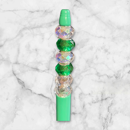 Beaded pen mint green