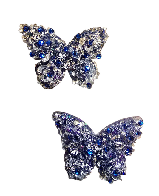 Magnets butterflies blue and silver