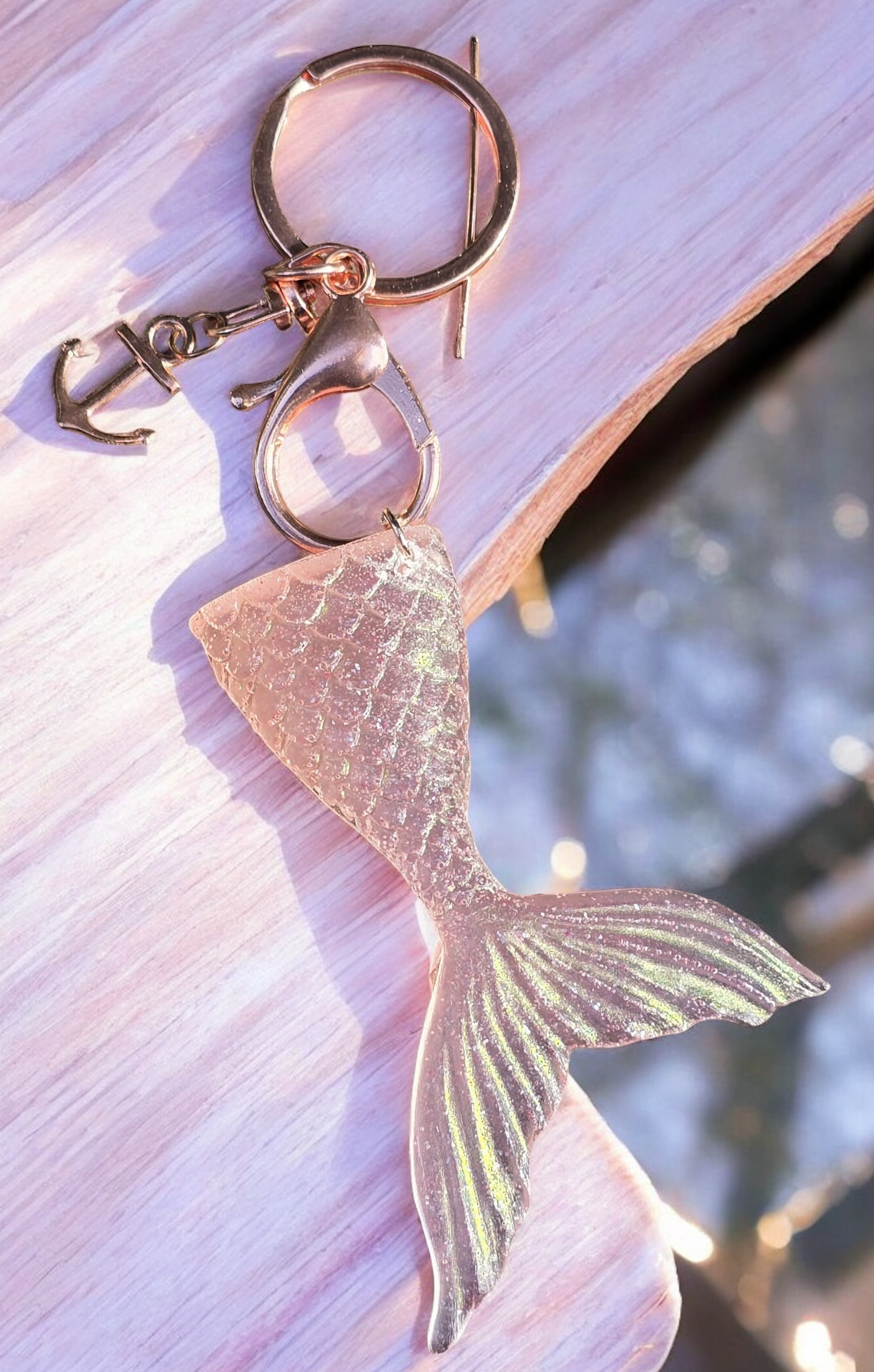 Mermaid Tail KeyCharm Pink Glimmer