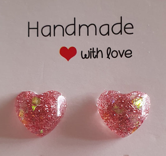 Earring studs shimmer pink