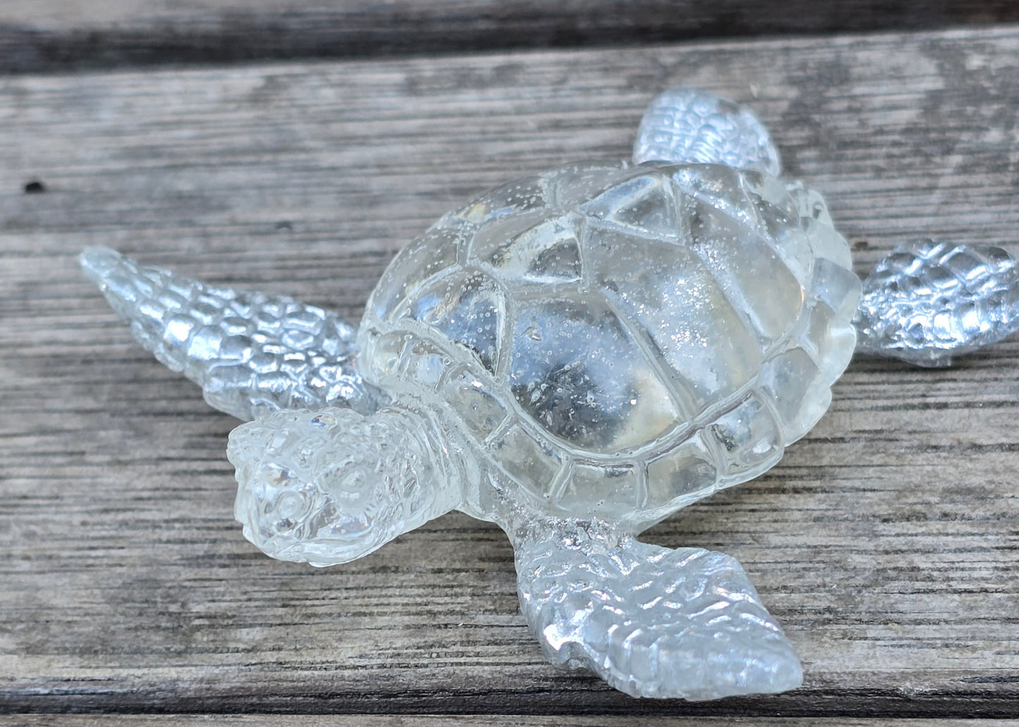 Turtle small silver and crystal clear 8 x 8.5cm