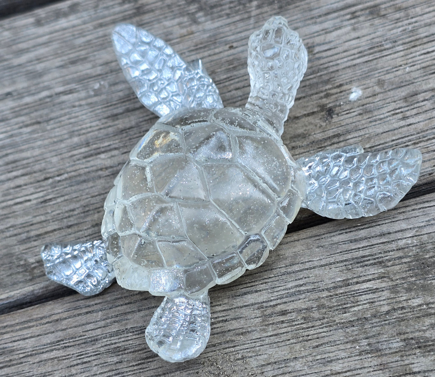 Turtle small silver and crystal clear 8 x 8.5cm