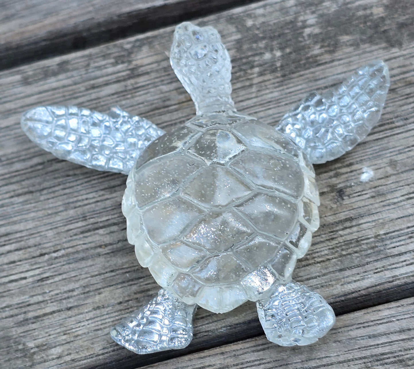 Turtle small silver and crystal clear 8 x 8.5cm