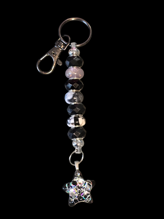 Keycharm black with black sparkle seastar