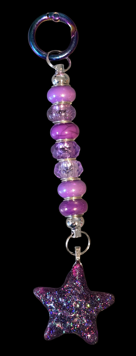 Keycharm purple with purple starfish