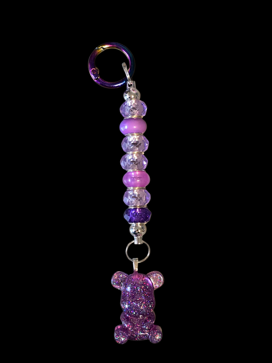 Keycharm beaded purple and lilac