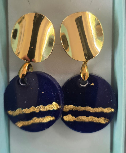 Earrings blue and gold