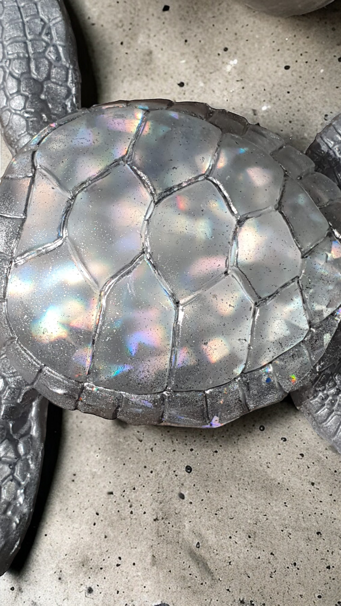 Turtle Diamond Effect large Silver Diamond Effect 14 x 12cm