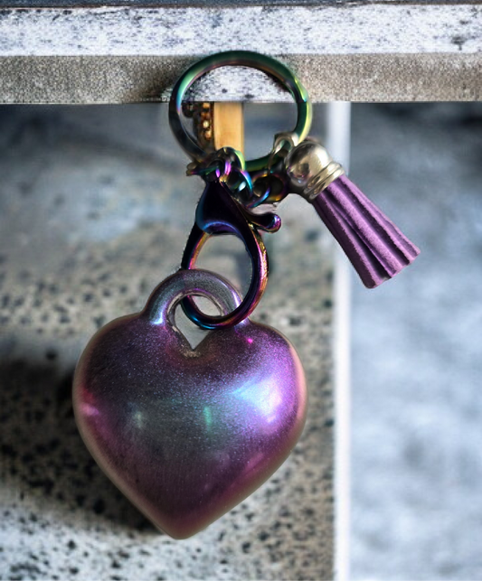 Keycharm puffy heart purple blue