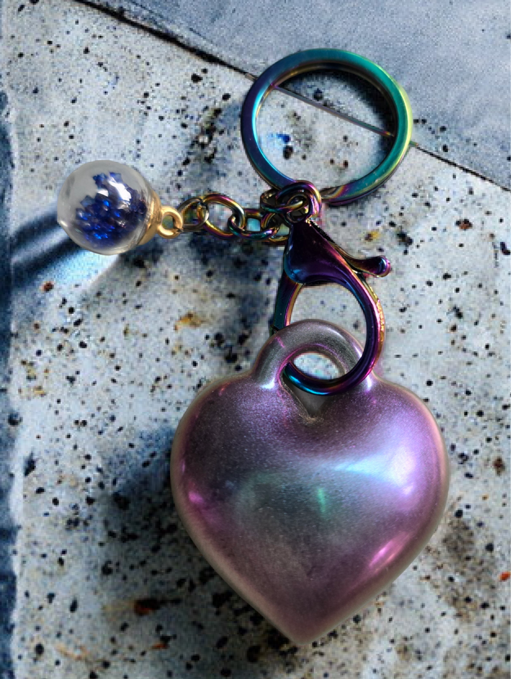 Keycharm puffy heart purple blue