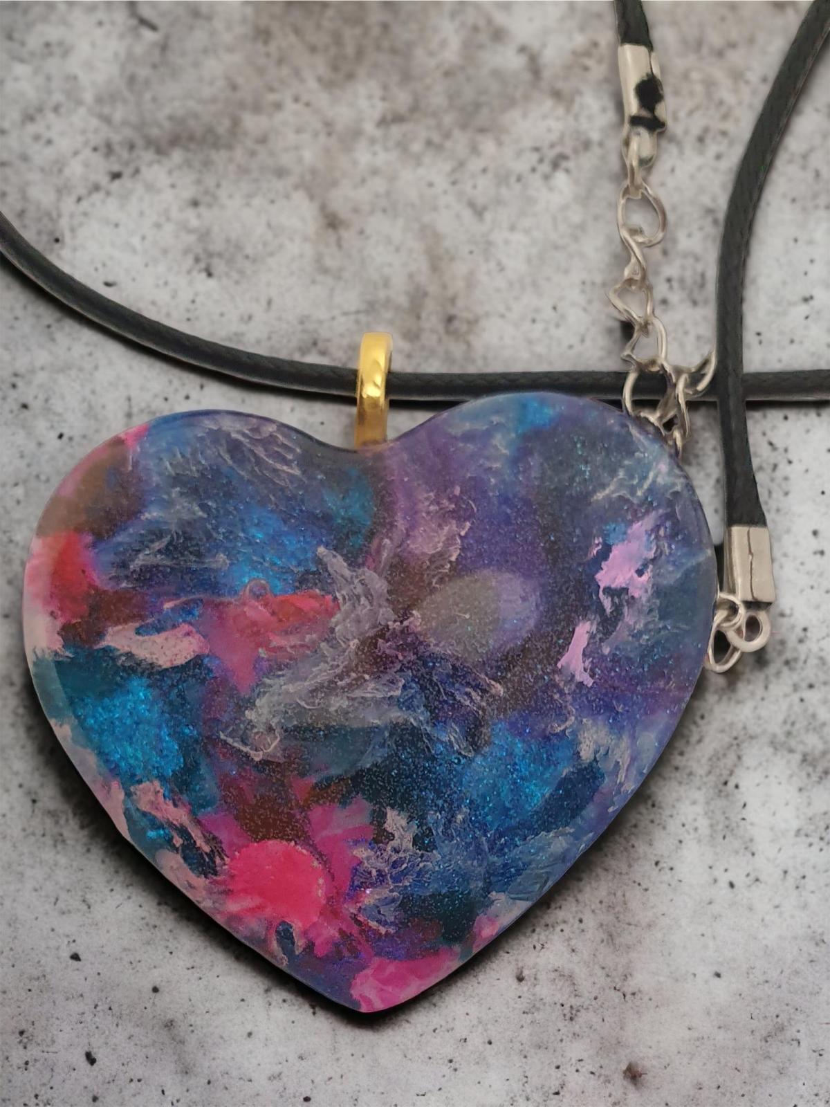 Pendant rounded heart, Pink blue