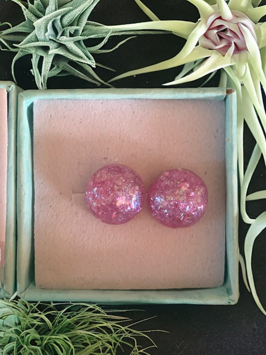 Earrings pink opal like studs