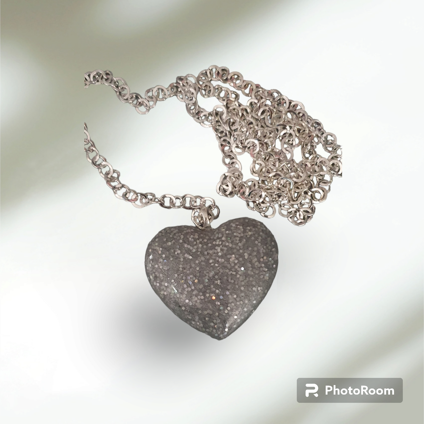 Pendant Rounded Heart Silver Grey