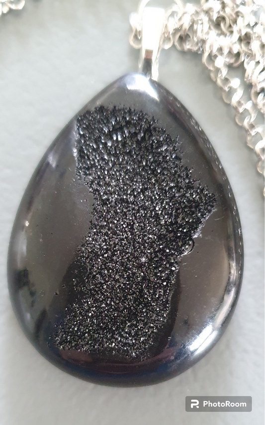 Pendant Crystal Tear Drop  Black STARCHILD