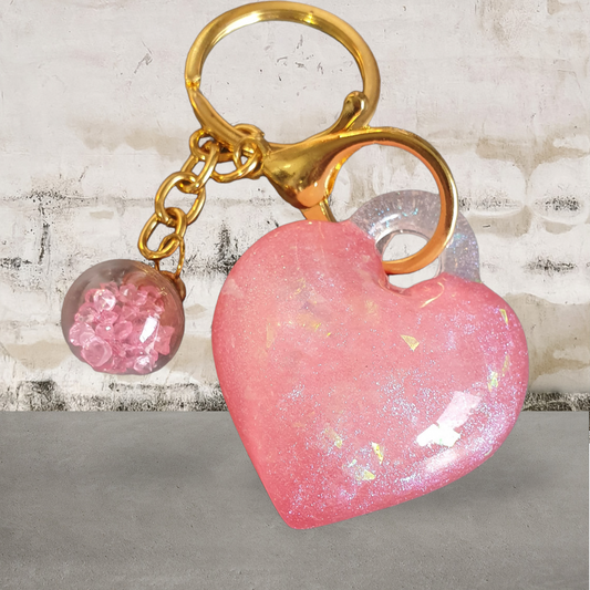 Keycharm puffy heart shiny pink