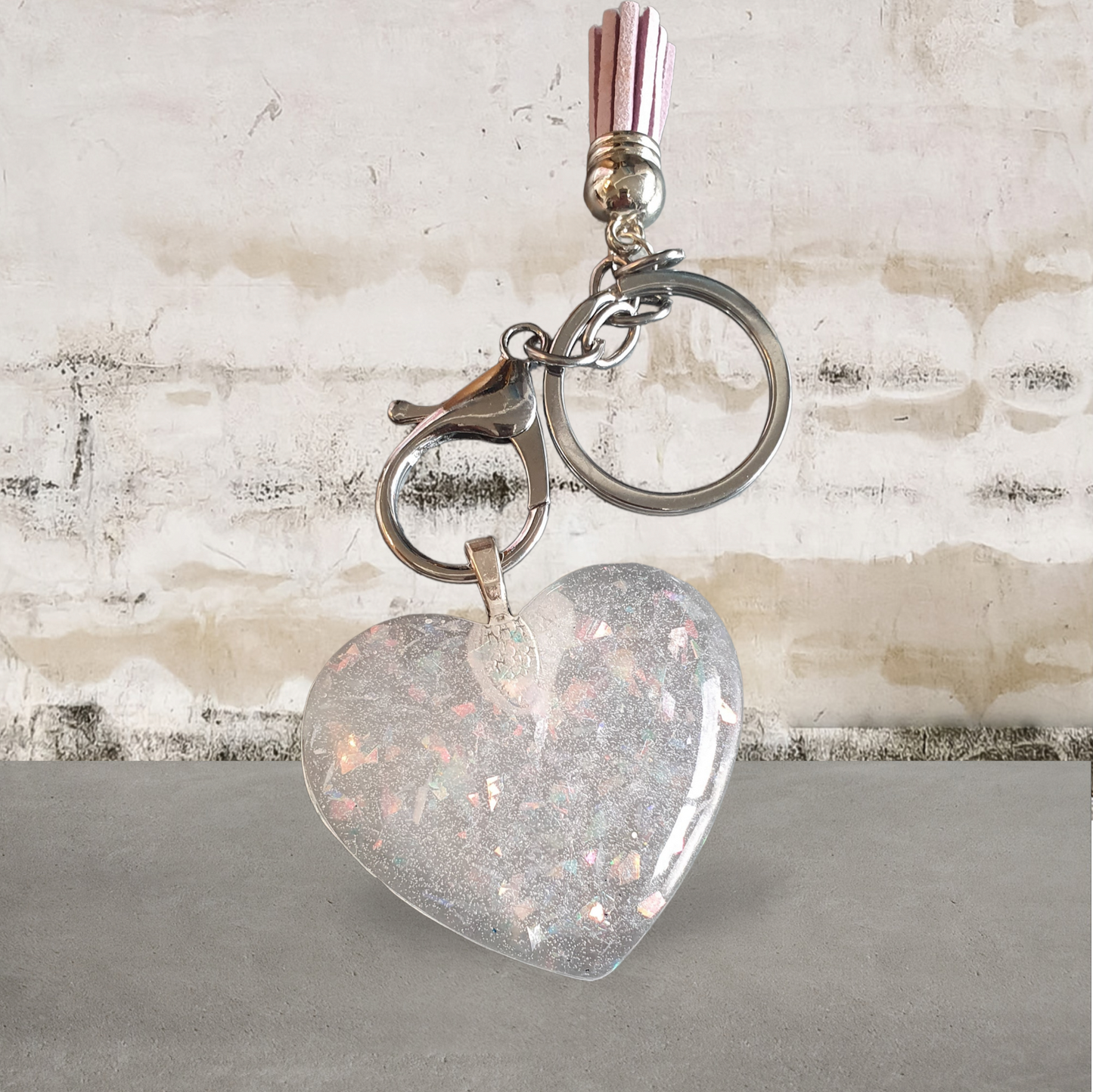 Key Charm Rounded heart  with Crystal and Tassel - Mystique