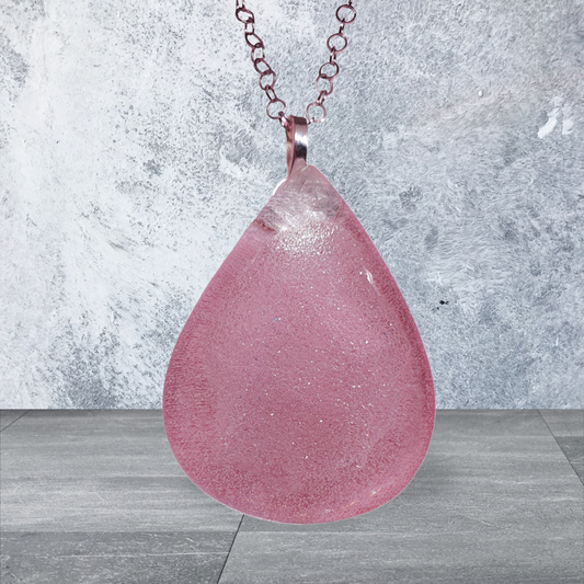 Pendant Crystal Tear Drop  Pink Blossom