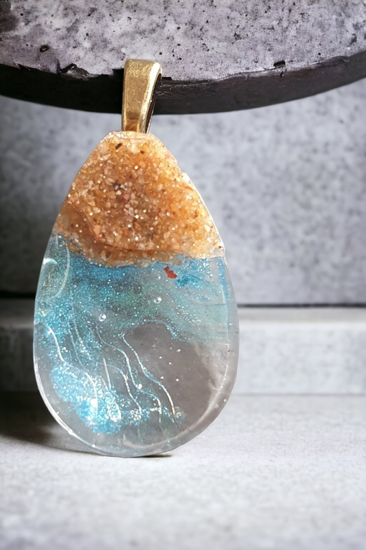 Pendant Ocean light blue with real sea sand  range 1