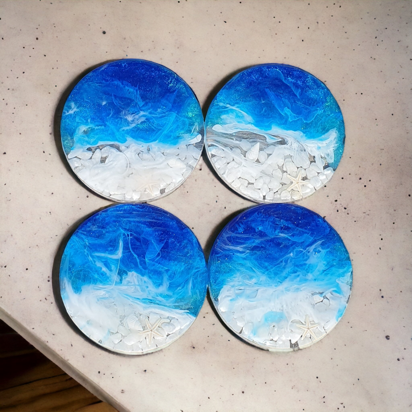 Coasters sea and pebbles set of 4