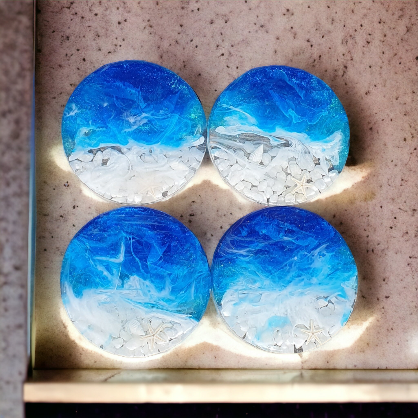 Coasters sea and pebbles set of 4