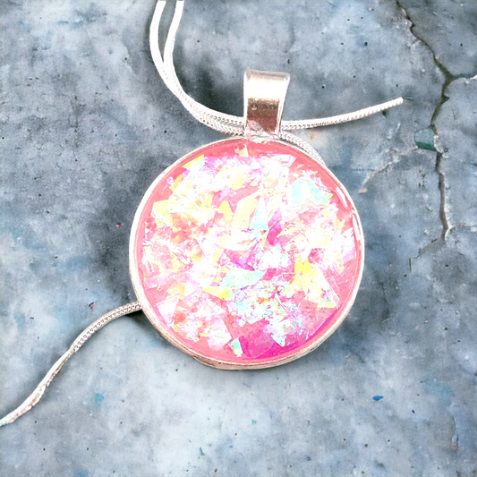 Pendant cabachon pink opal