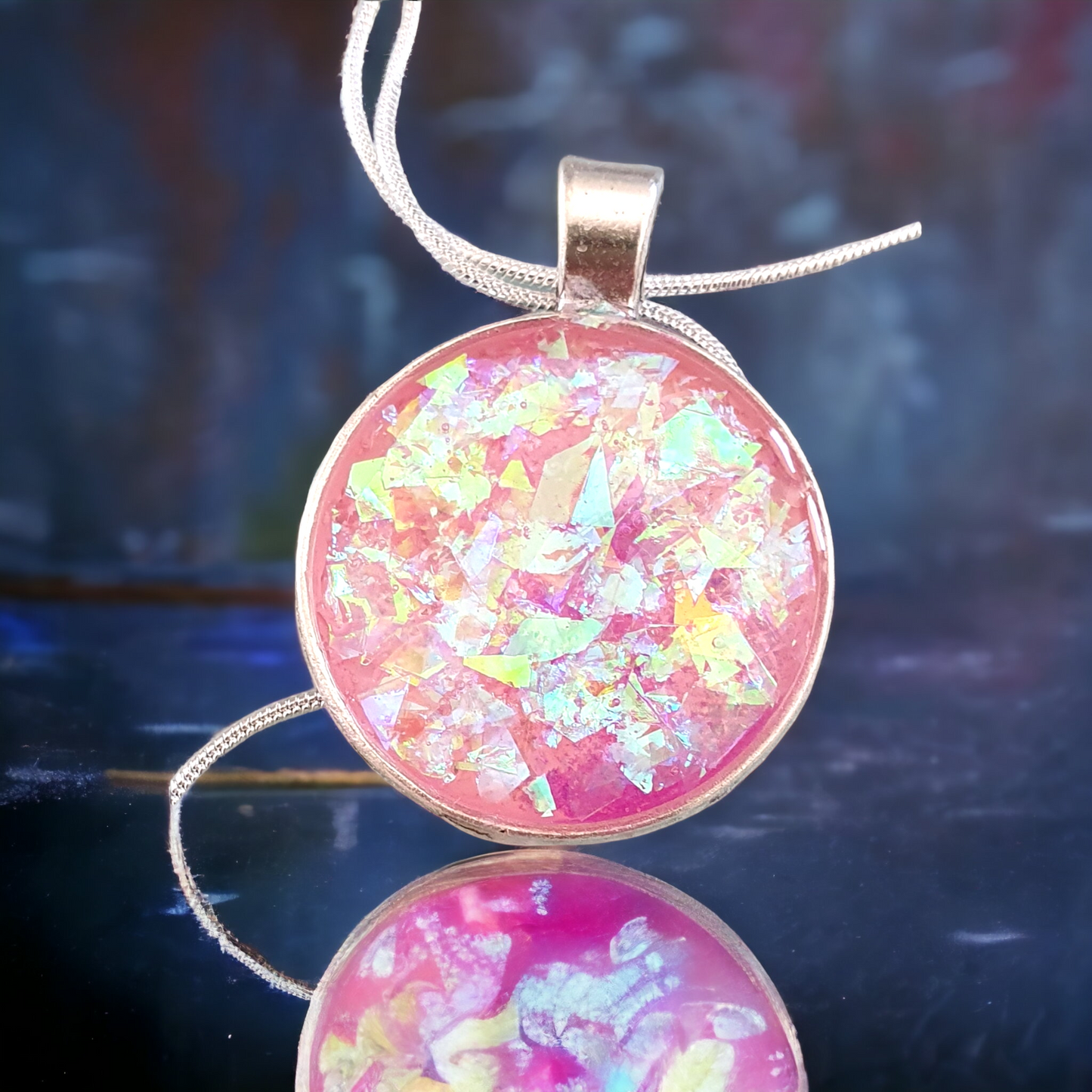 Pendant cabachon pink opal