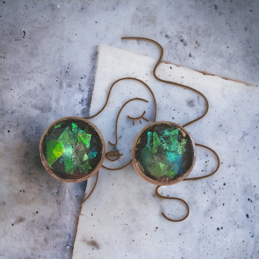 Earrings stud green blue