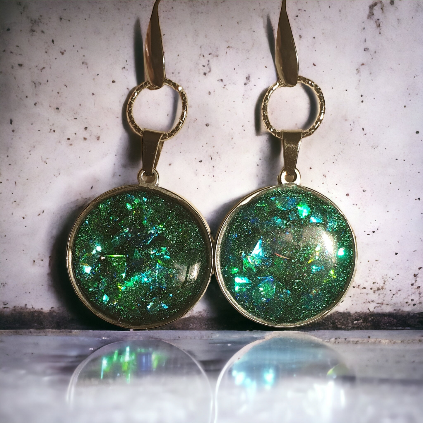 Earrings green blue