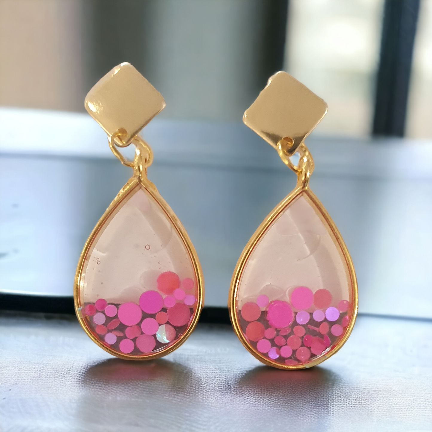 Earrings Gold  Magenta