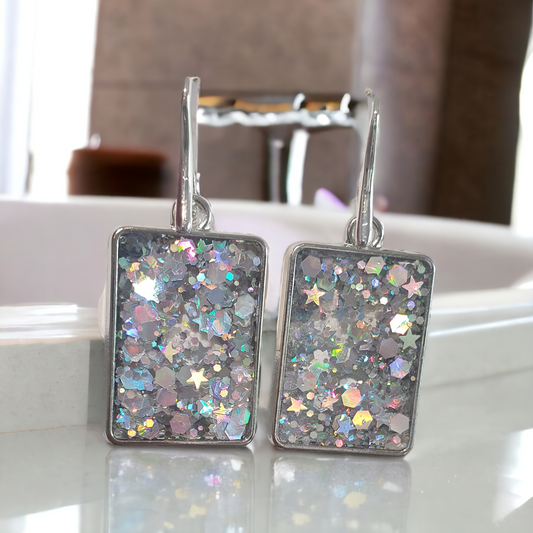 Earrings silver Starry Night oblong