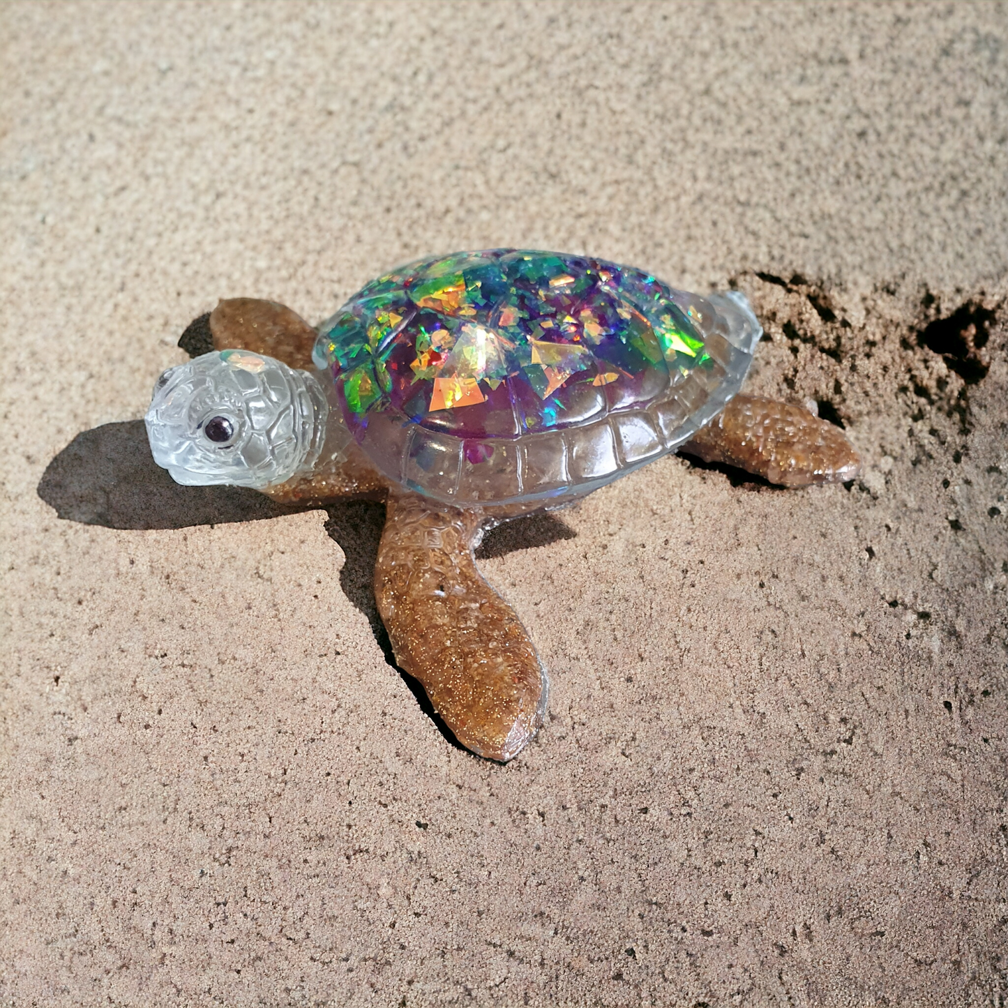 Turtle large rainbow resin 14 x 12cm