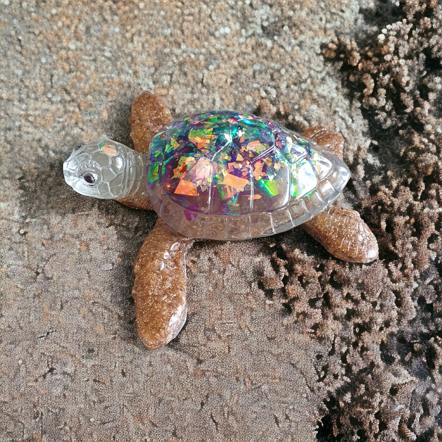 Turtle large rainbow resin 14 x 12cm