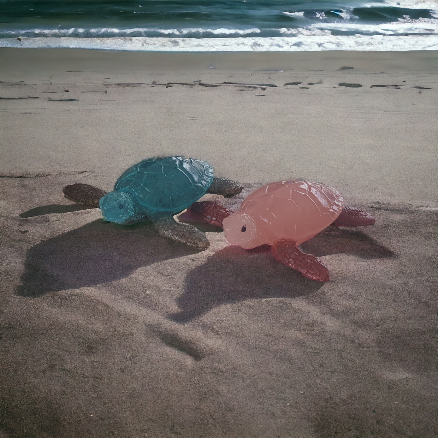 Turtle large light blue turquoise with pebbles  14 x 12cm