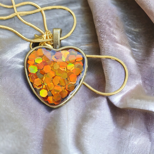 Pendant heart shaped copper orange