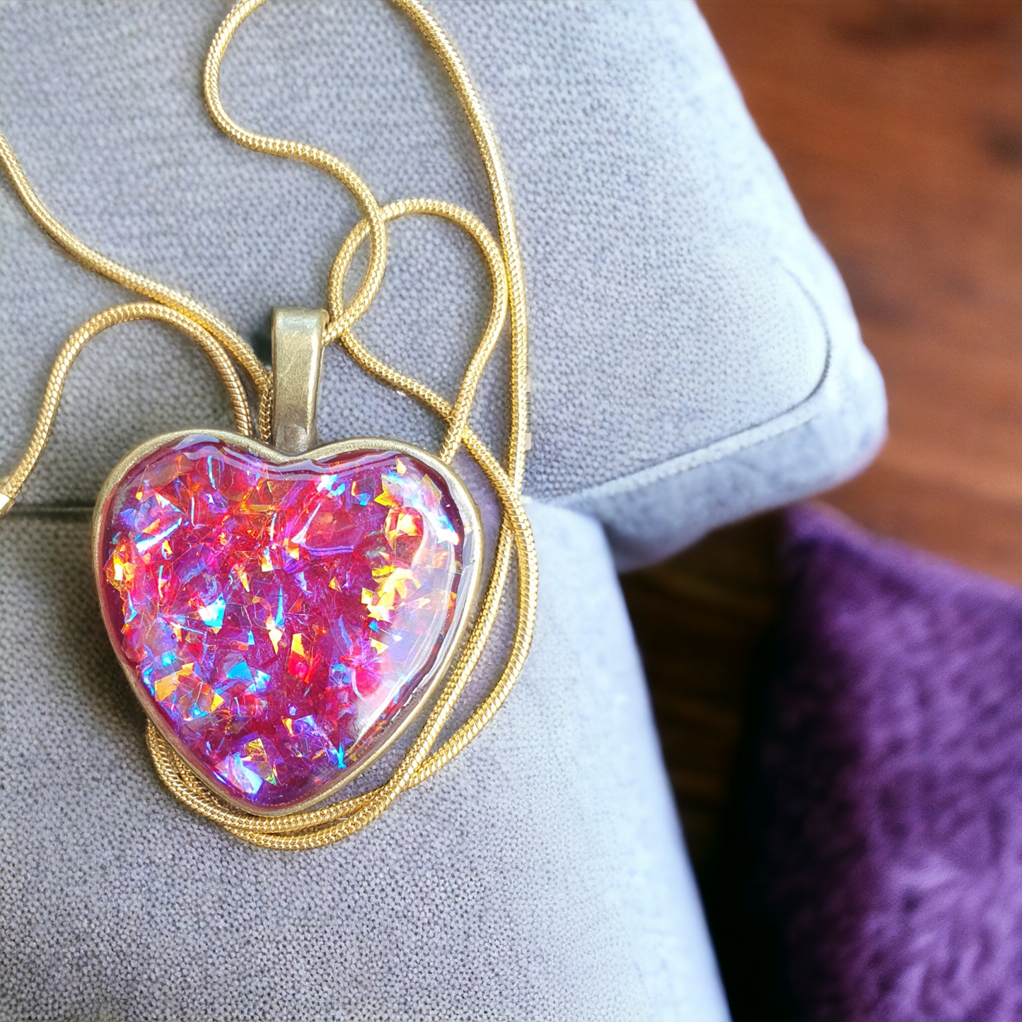 Pendant heart orange, red pink