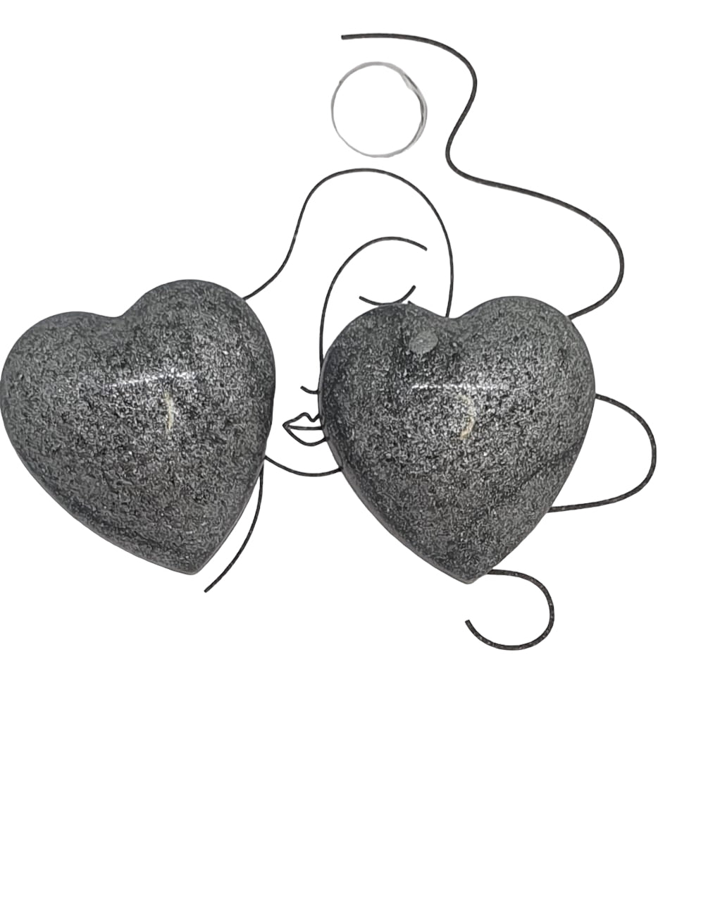 Earrings Rounded  Heart Silver Grey