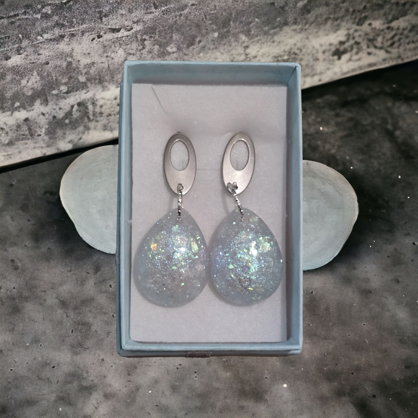 Earrings dangling pale blue