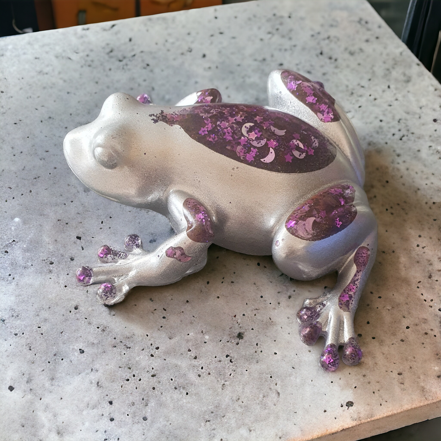 Frog chic silver and purple