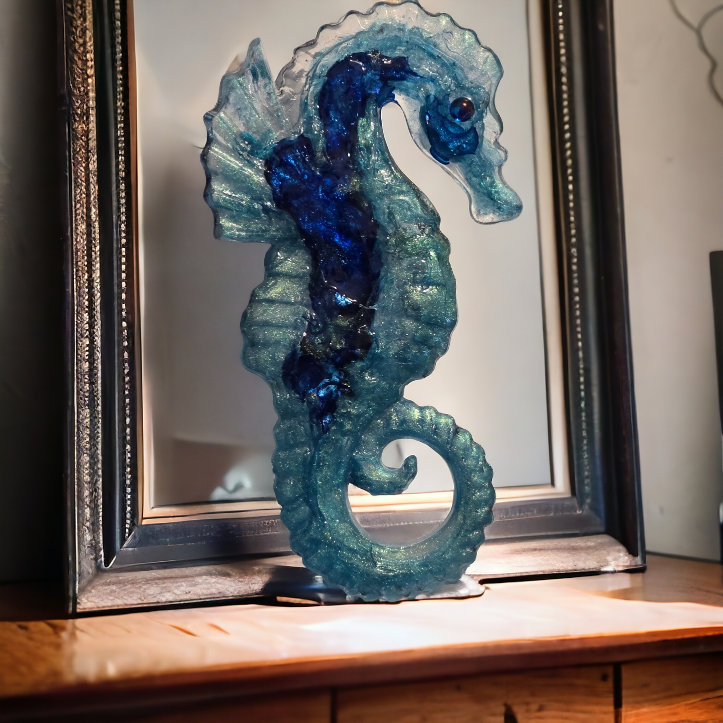 Seahorse turquoise and cobalt blue