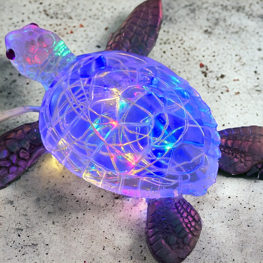 Turtle large blue, purple teal night light 13 x 14cm