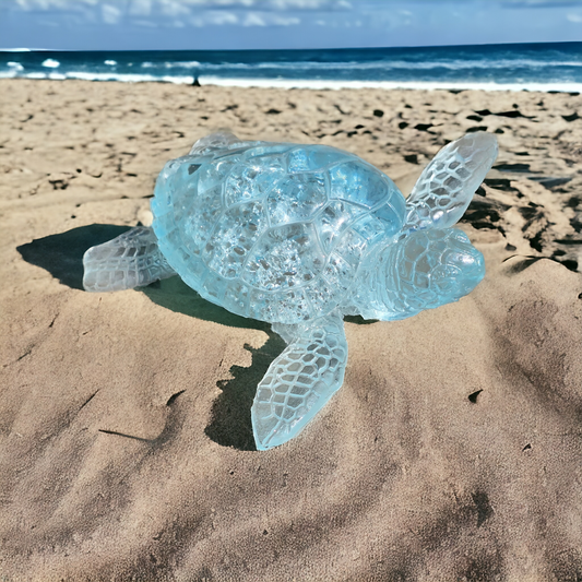 Turtle large light blue crystal looking  14 x 12 cm