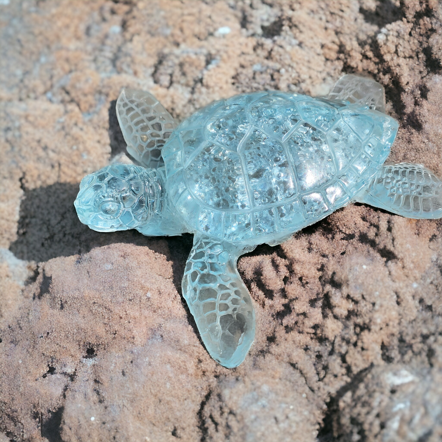 Turtle large light blue crystal looking  14 x 12 cm