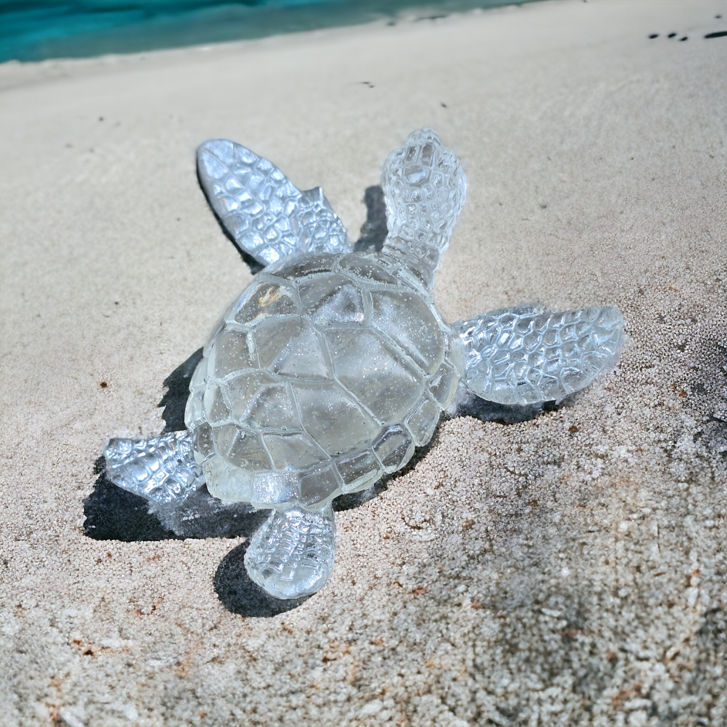 Turtle small silver and crystal clear 8 x 8.5cm